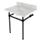 Kingston Brass 30 Console Sink with Brass Legs 8Inch, 3 Hole, Marble WhiteMatte Black KVBH3022M8SQ0 - alternate 1